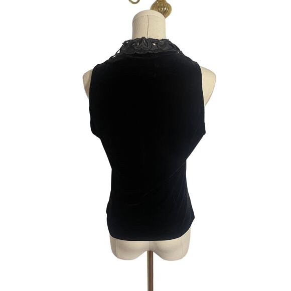 Vintage Patra 90s Y2K Goth Black Velvet Top SMALL - Picture 5 of 6